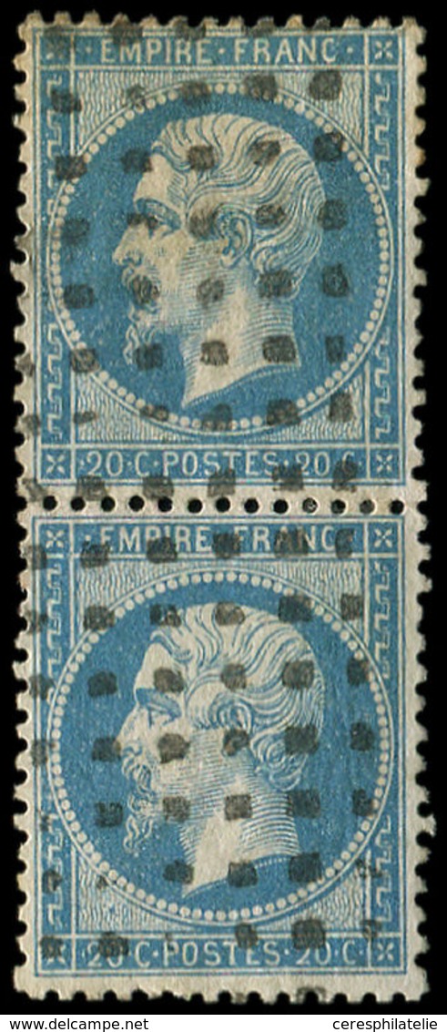 EMPIRE DENTELE - 22   20c. Bleu, PAIRE Obl. Roulette De GROS POINTS, TB - 1862 Napoléon III