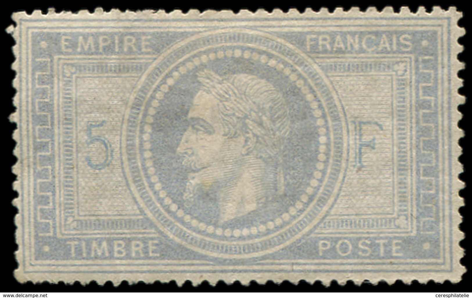 * EMPIRE LAURE - 33    5f. Violet-gris, 5 Et F En Bleu, Timbre Restauré, Belle Présentation, TB, Certif. Scheller - 1849-1876: Classic Period