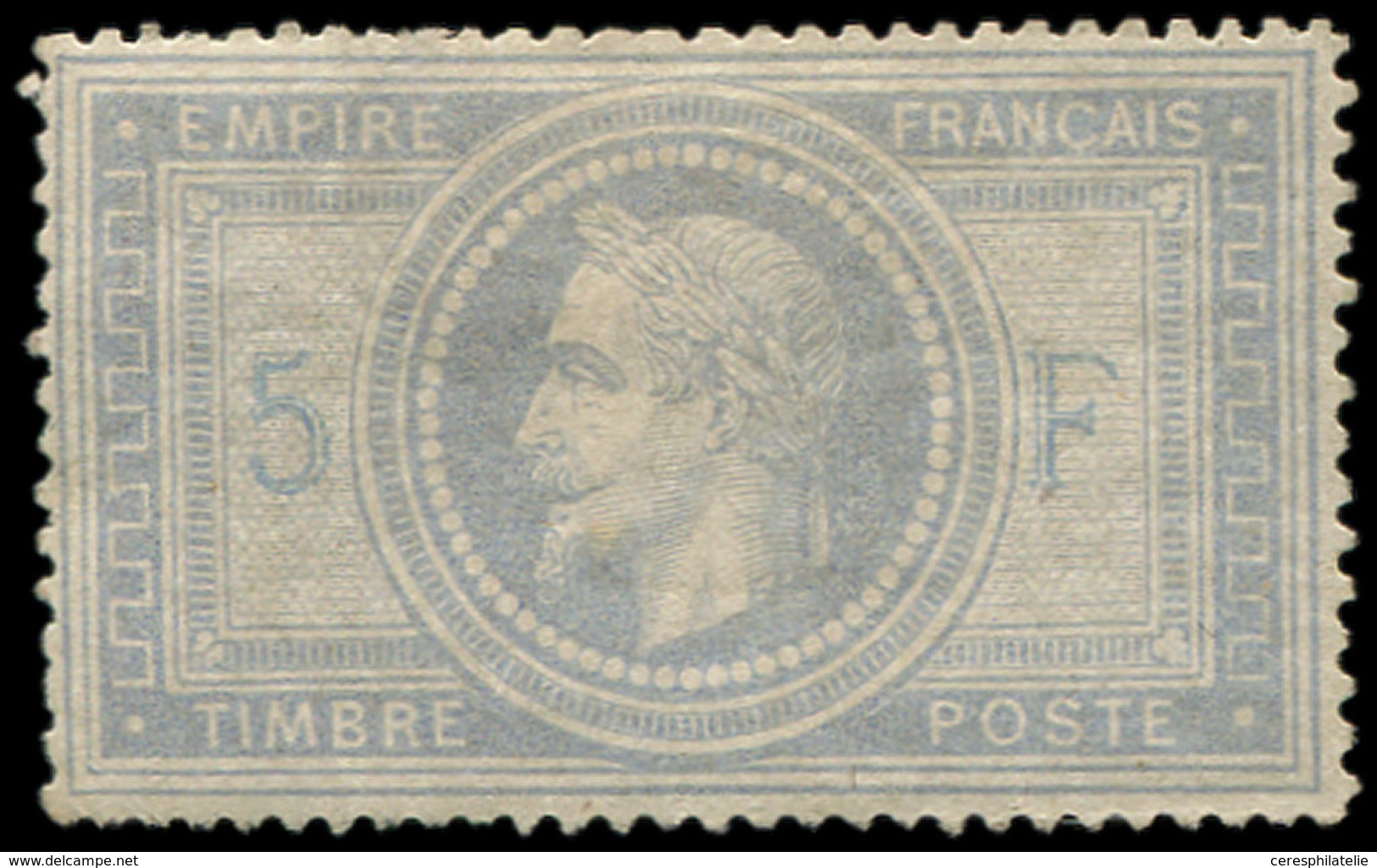 * EMPIRE LAURE - 33    5f. Violet-gris, 5 Et F En Bleu, Timbre Restauré, Belle Présentation, TB, Certif. Scheller - 1849-1876: Periodo Clásico