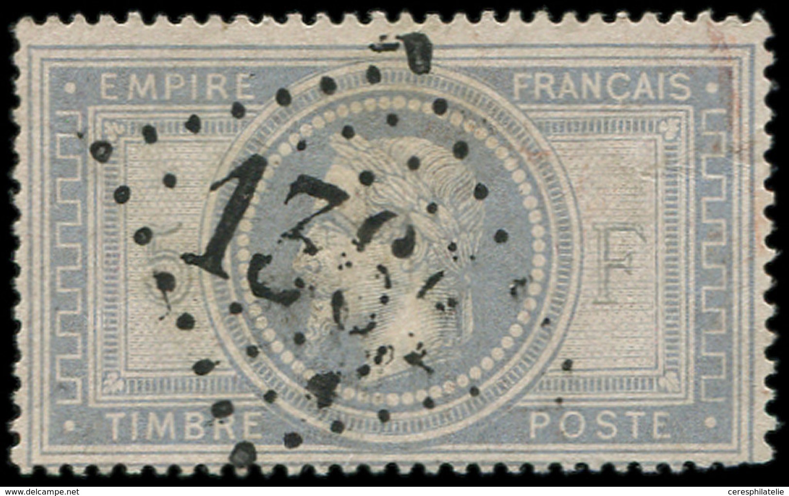 EMPIRE LAURE - 33    5f. Violet-gris, Oblitéré GC, TB. C, Certif. Behr - 1849-1876: Période Classique