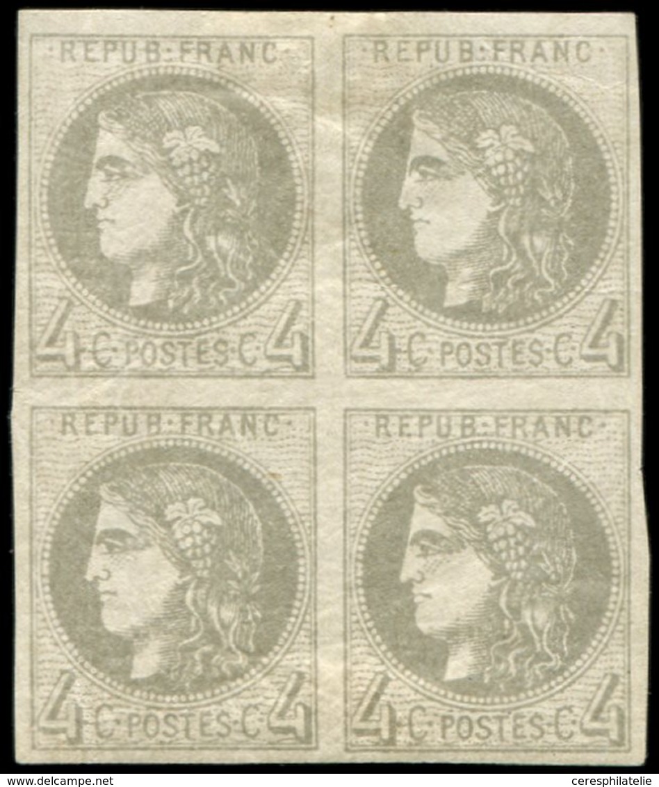 * EMISSION DE BORDEAUX - 41B   4c. Gris, R II, BLOC De 4, TB. Br - 1870 Uitgave Van Bordeaux