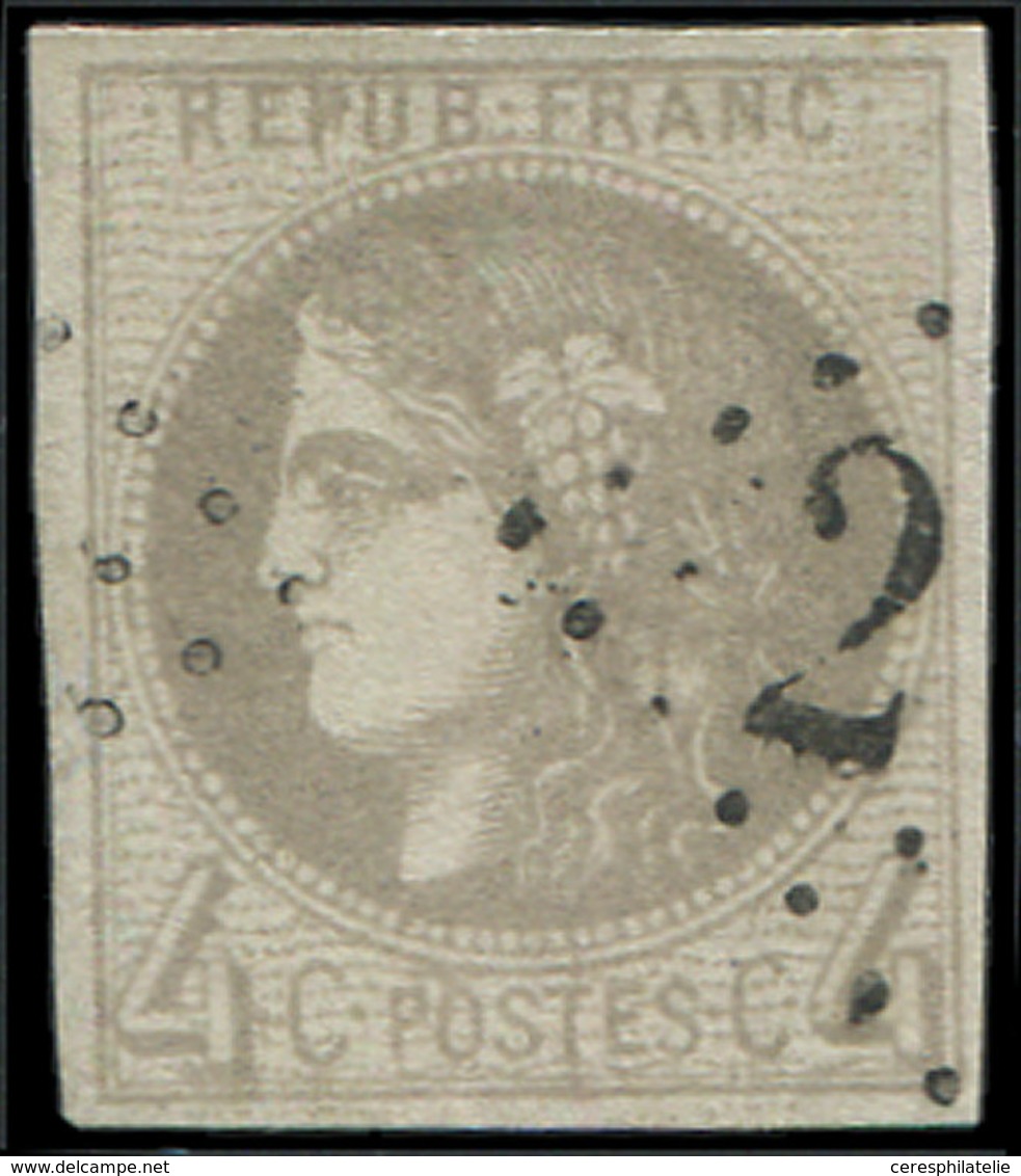 EMISSION DE BORDEAUX - 41B   4c. Gris, R II, Obl. GC, Frappe TTB - 1870 Emission De Bordeaux