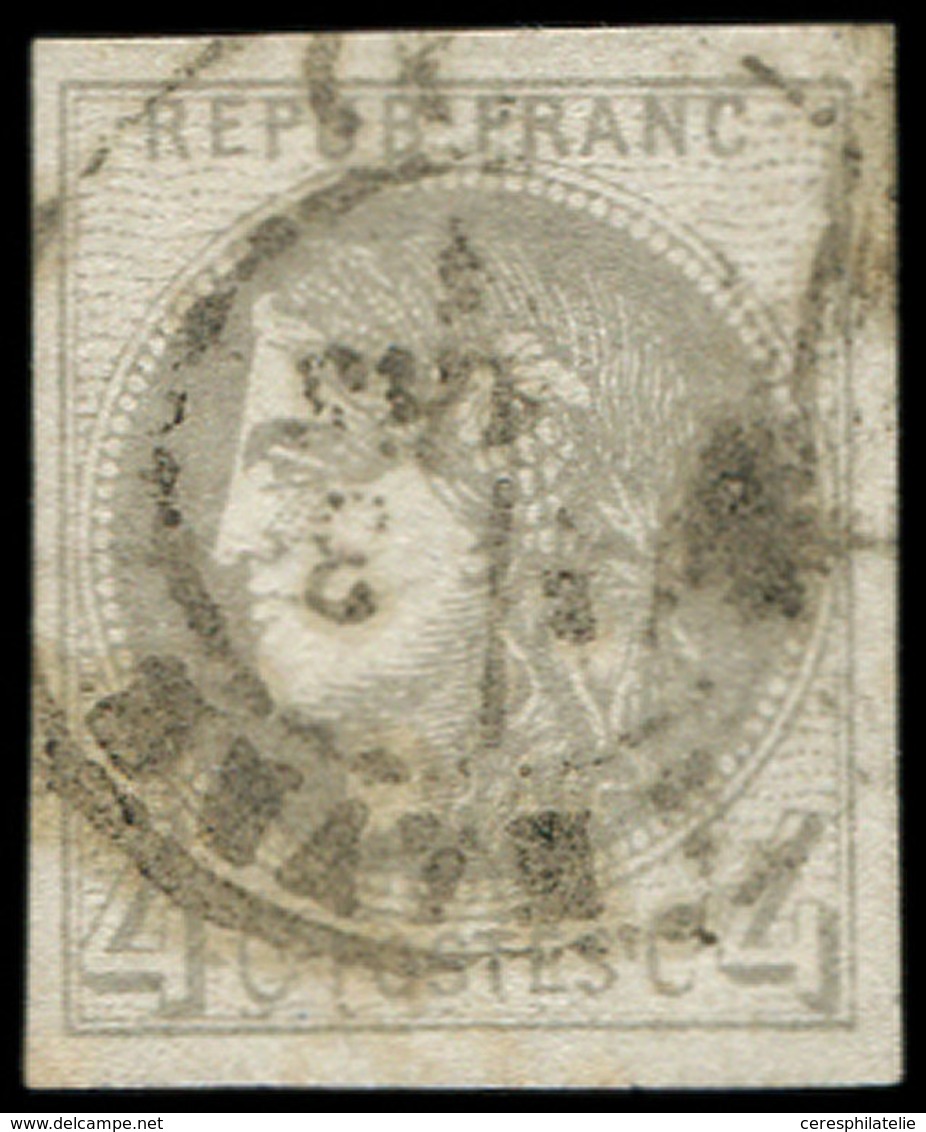 EMISSION DE BORDEAUX - 41B   4c. Gris, R II, Obl. Càd T17 LE HAVRE, TB - 1870 Emisión De Bordeaux