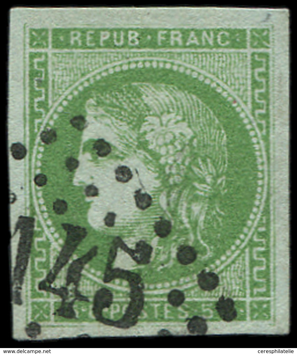 EMISSION DE BORDEAUX - 42B   5c. Vert Jaune, R II, Belles Marges, Obl. GC, TTB - 1870 Bordeaux Printing