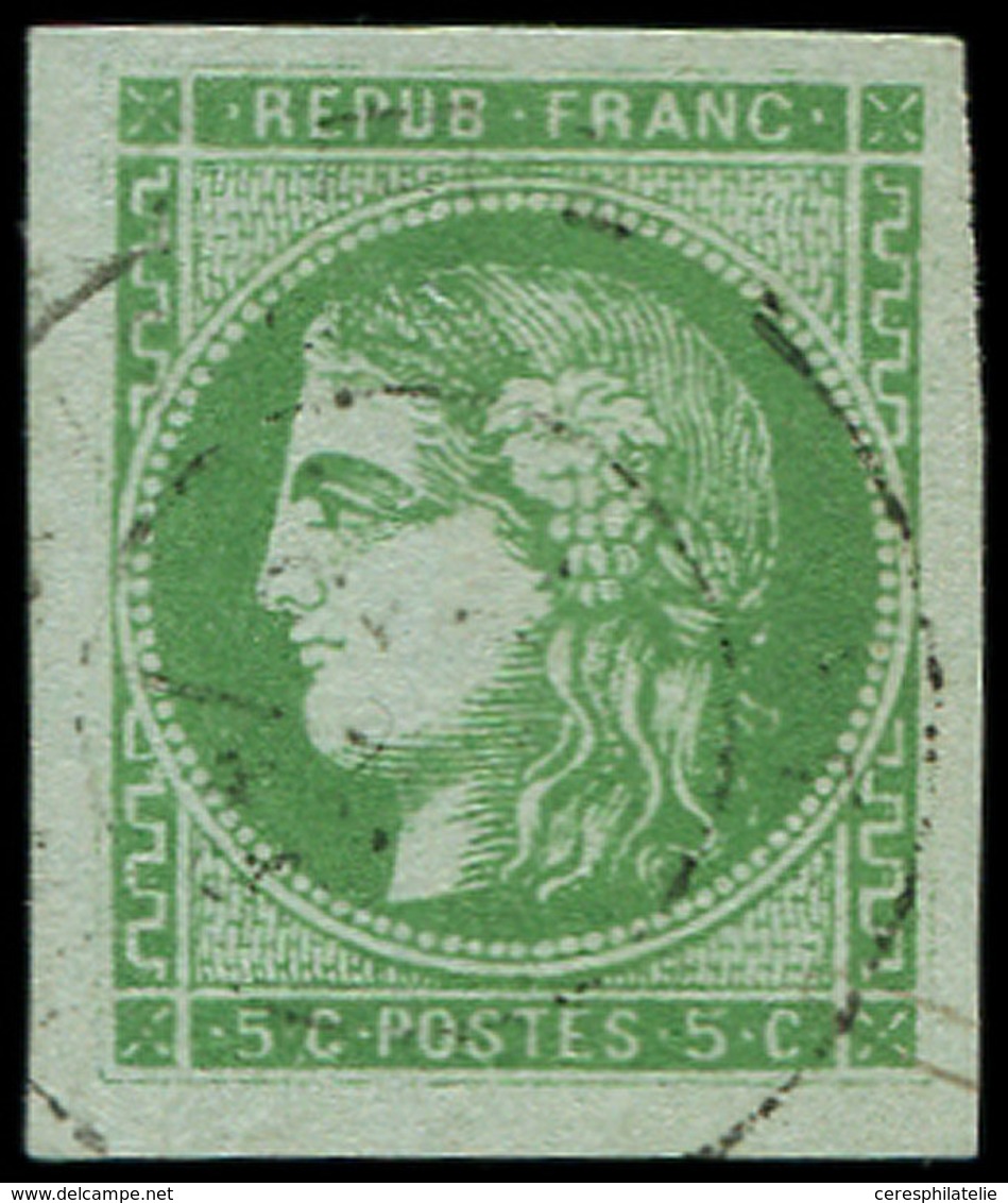EMISSION DE BORDEAUX - 42B   5c. Vert-jaune, R II, Grandes Marges, Oblitéré Càd T17, TB - 1870 Emisión De Bordeaux