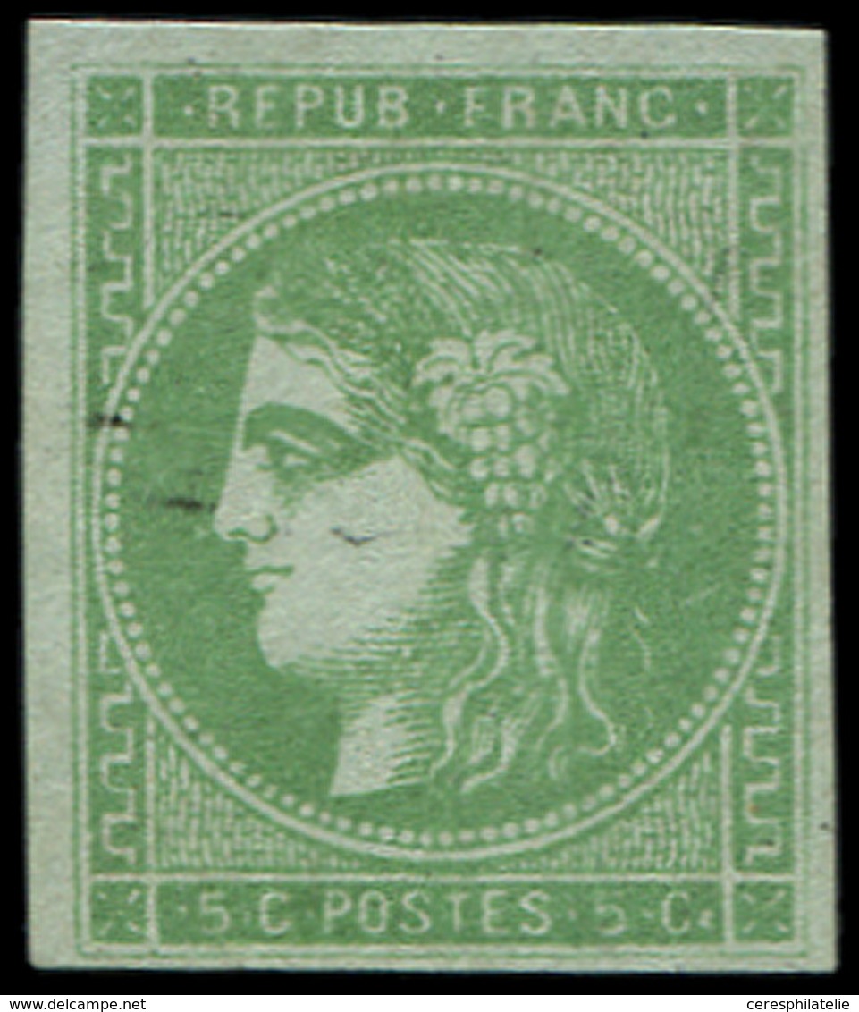 EMISSION DE BORDEAUX - 42B   5c. Vert-jaune, R II, 2ème état, Infime Trace D'oblitération, TB. J, Cote Cérès - 1870 Emisión De Bordeaux