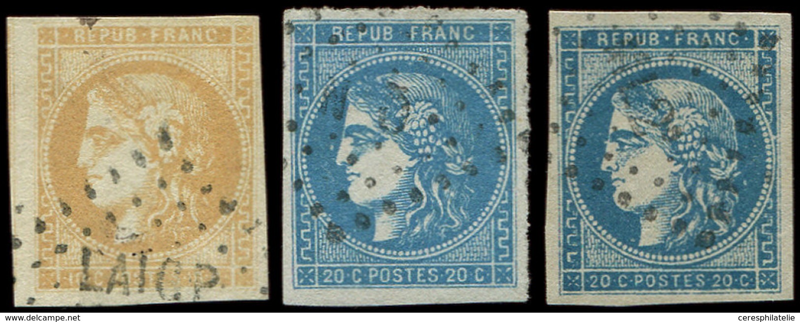 EMISSION DE BORDEAUX - 43A, 45C Et 46B, Tous Obl. Ambulant, TB/TTB - 1870 Bordeaux Printing