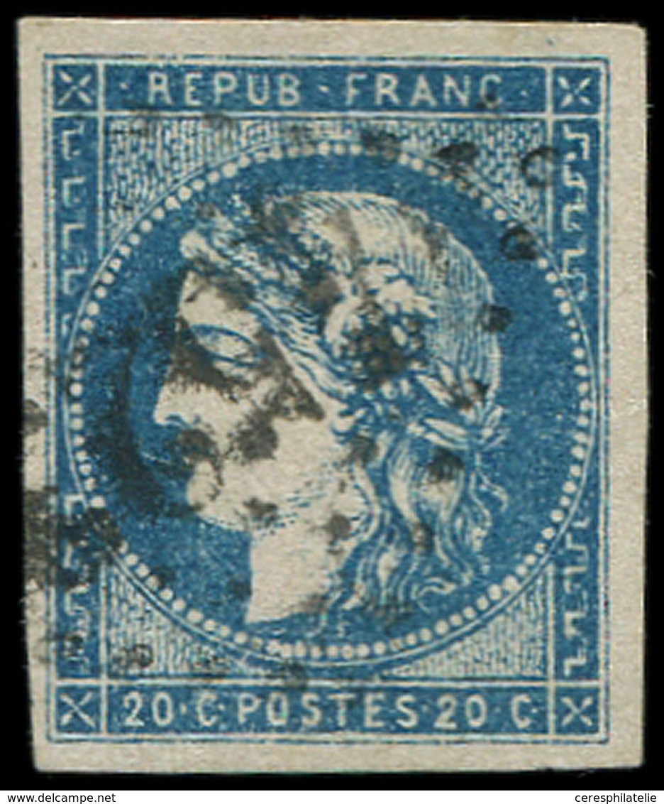 EMISSION DE BORDEAUX - 44Ba 20c. Bleu Foncé, T I, R II, Pos. 5, Obl. GC 4523, TB. C - 1870 Emission De Bordeaux