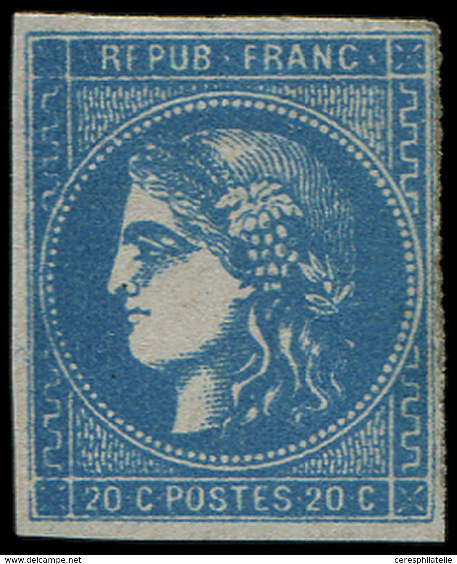 * EMISSION DE BORDEAUX - 46B  20c. Bleu, T III, R II, TB. C - 1870 Bordeaux Printing
