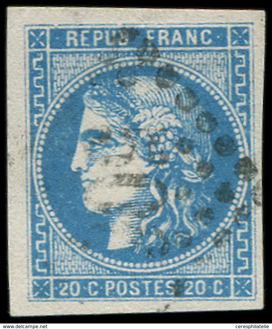 EMISSION DE BORDEAUX - 46B  20c. Bleu, T III, R II, Obl. GC 506, TB/TTB - 1870 Bordeaux Printing