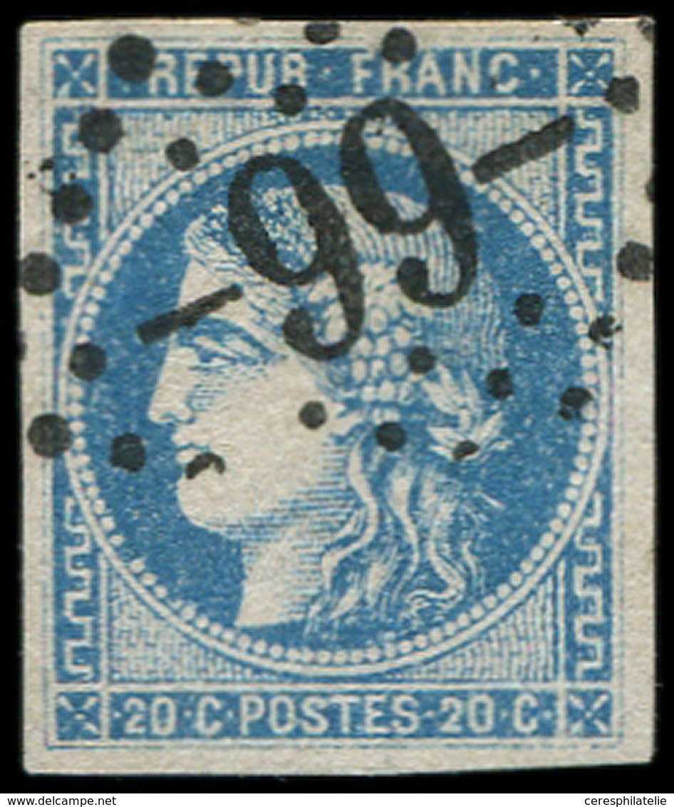 EMISSION DE BORDEAUX - 46B  20c. Bleu, T III, R II, Frappe Superbe - 1870 Emisión De Bordeaux