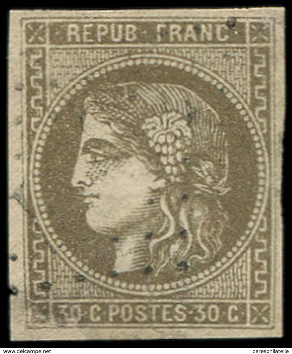 EMISSION DE BORDEAUX - 47c  30c. Brun Verdâtre, Obl., Réparé, Beau D'aspect, B/TB - 1870 Bordeaux Printing