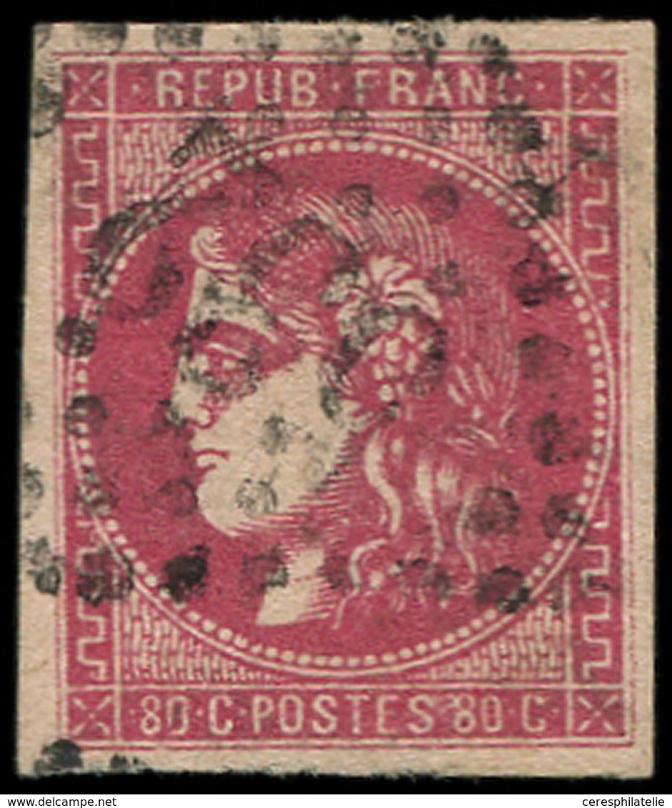 EMISSION DE BORDEAUX - 49   80c. Rose, Superbe Nuance Foncée, Obl. GC, TB. M - 1870 Uitgave Van Bordeaux
