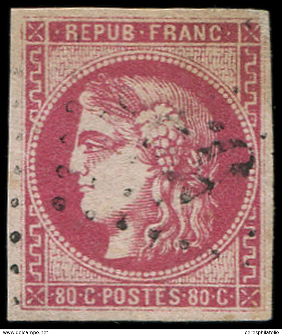EMISSION DE BORDEAUX - 49   80c. Rose, Oblitéré GC Léger, TB. C - 1870 Emisión De Bordeaux