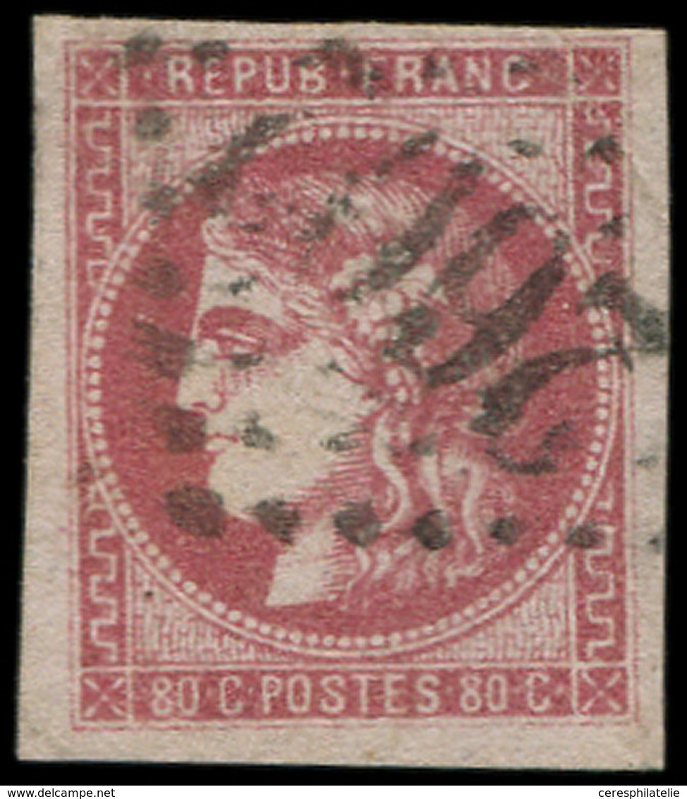 EMISSION DE BORDEAUX - 49   80c. Rose, Oblitéré GC 2602, TB - 1870 Emisión De Bordeaux