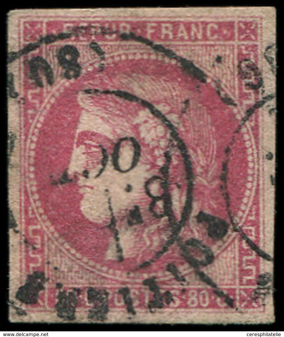 EMISSION DE BORDEAUX - 49   80c. Rose, Obl. Càd T17 POITIERS, TB - 1870 Bordeaux Printing