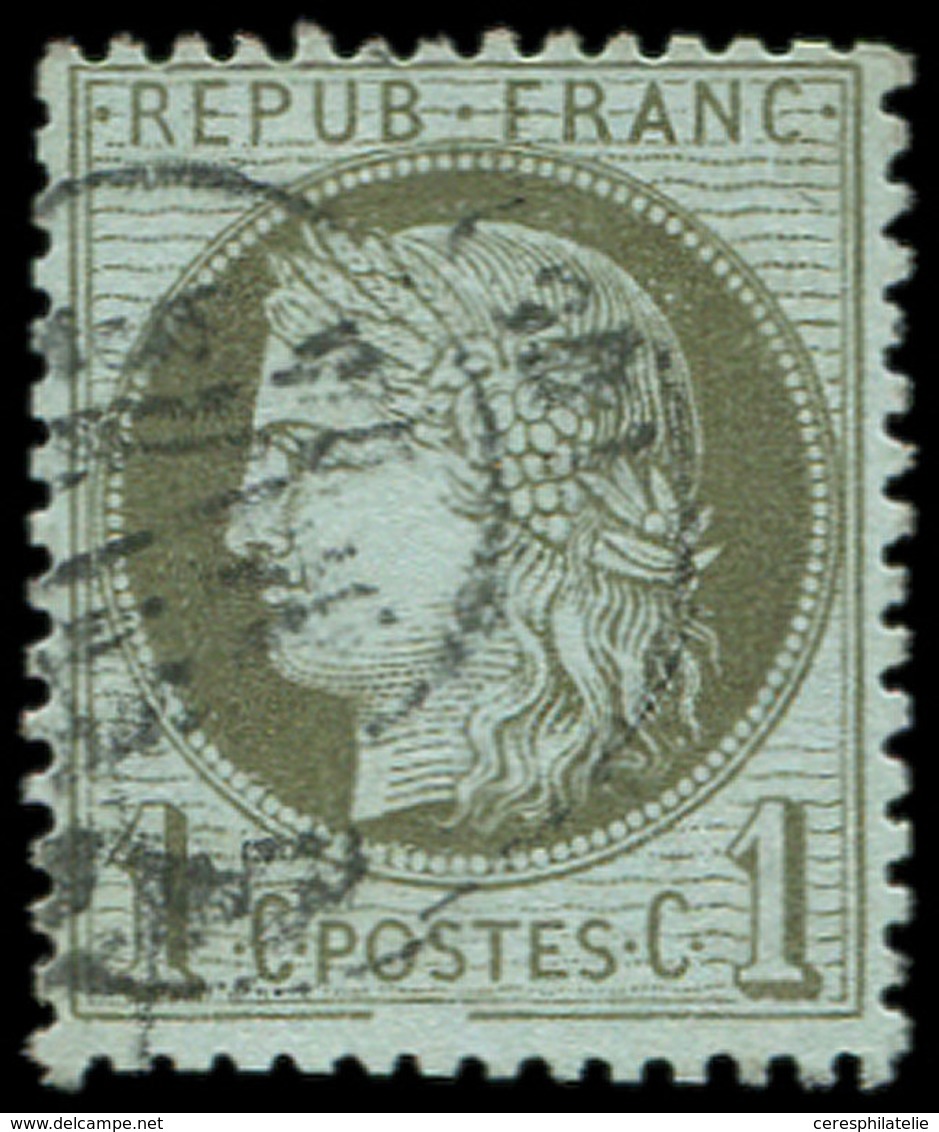 CERES DENTELE - 50b   1c. Vert-olive, Cadre Inférieur Brisé, Obl. Càd, TB - 1871-1875 Ceres