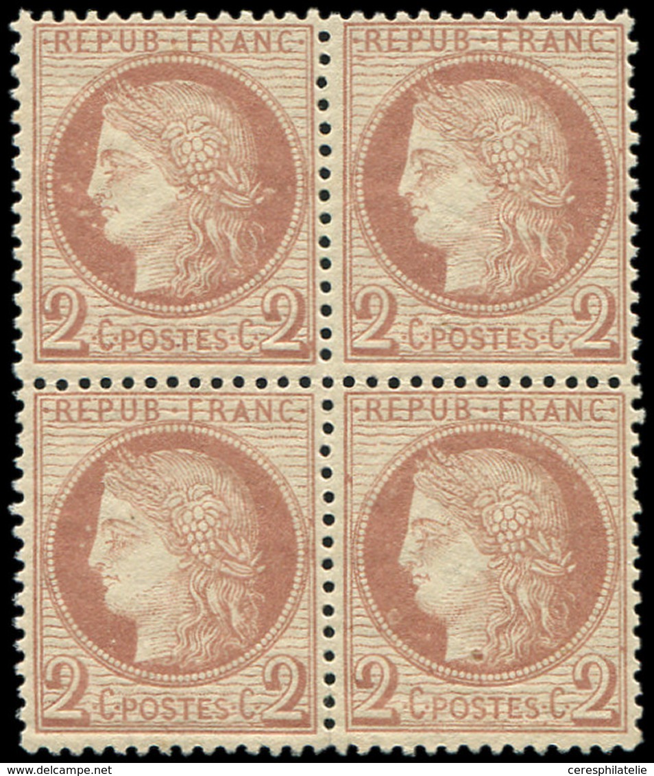 ** CERES DENTELE - 51    2c. Brun-rouge, BLOC De 4 Bien Centré Et TB - 1871-1875 Ceres