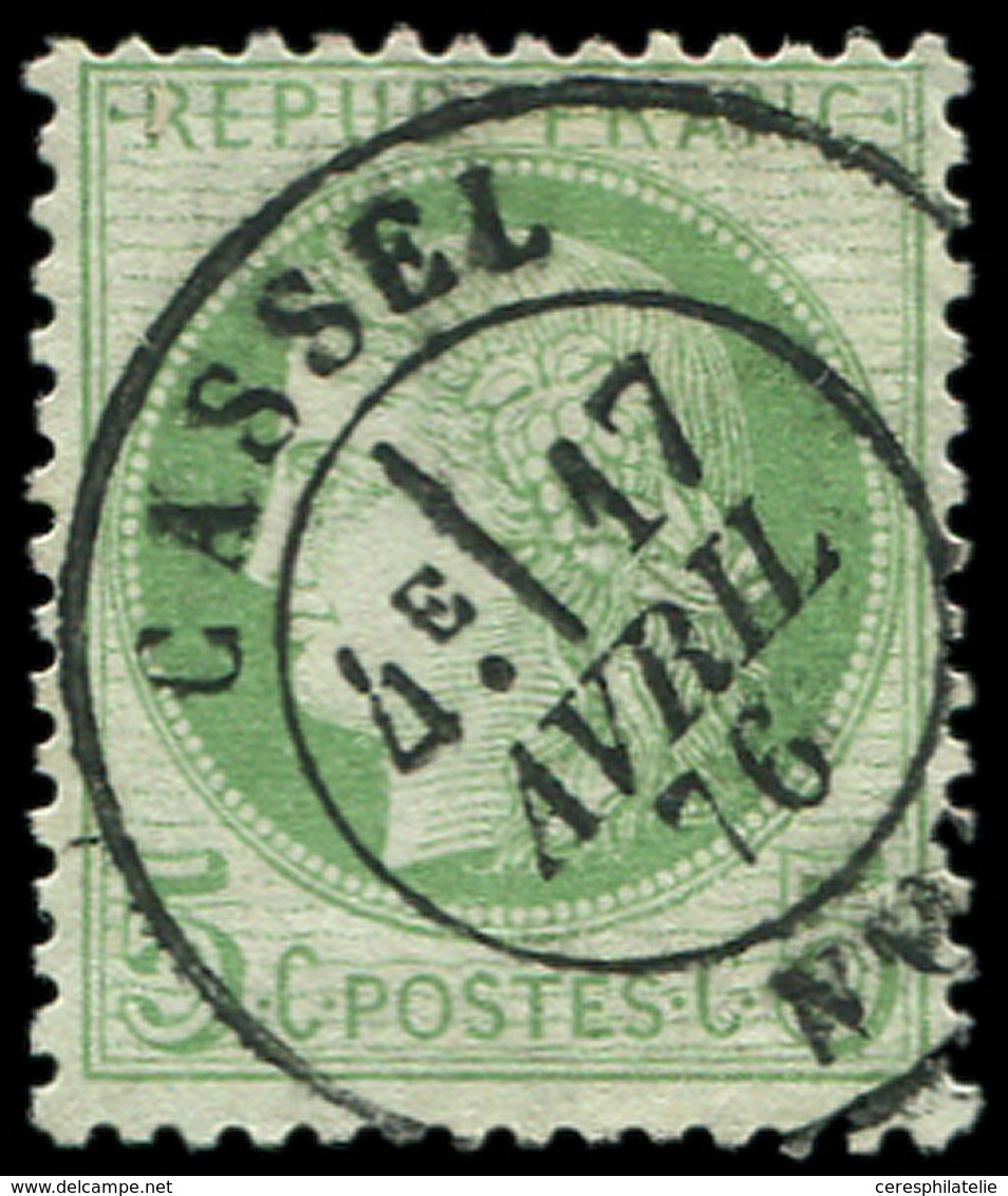 CERES DENTELE - 53    5c. Vert-jaune Sur Azuré, Obl. Càd T18 CASSEL 17/4/76, Bon Centrage, Superbe - 1871-1875 Ceres