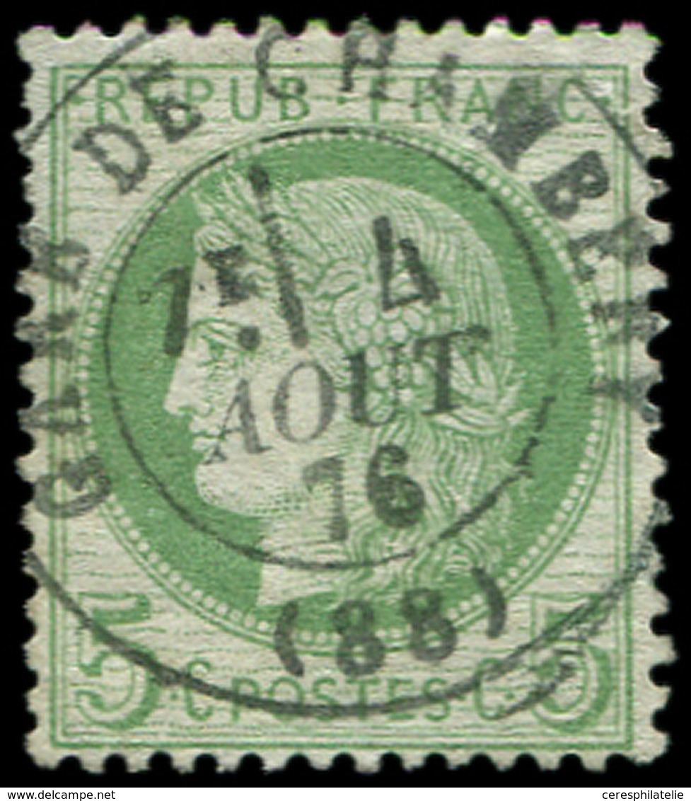 CERES DENTELE - 53    5c. Vert-jaune Sur Azuré, Obl. Càd GARE DE CHAMBERY 4/8/76, Frappe Superbe - 1871-1875 Ceres