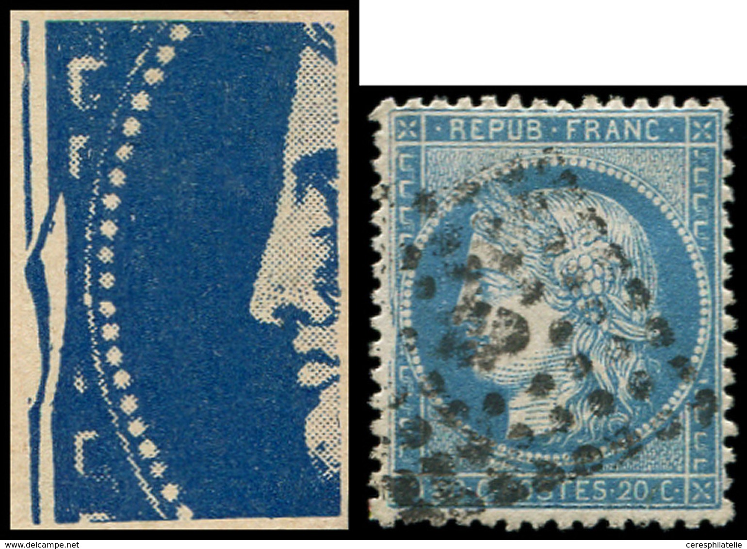 CERES DENTELE - 60A  25c. Bleu, T I, Variété Cadre Gauche Enfoncé Au Centre, Obl. Amb. NP, TB - 1871-1875 Ceres