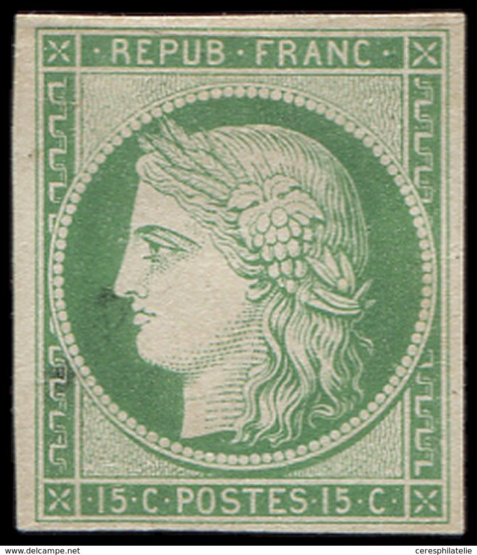 (*) ESSAIS -  2 : 15c. Vert, Papier Carton, TB - Otros & Sin Clasificación