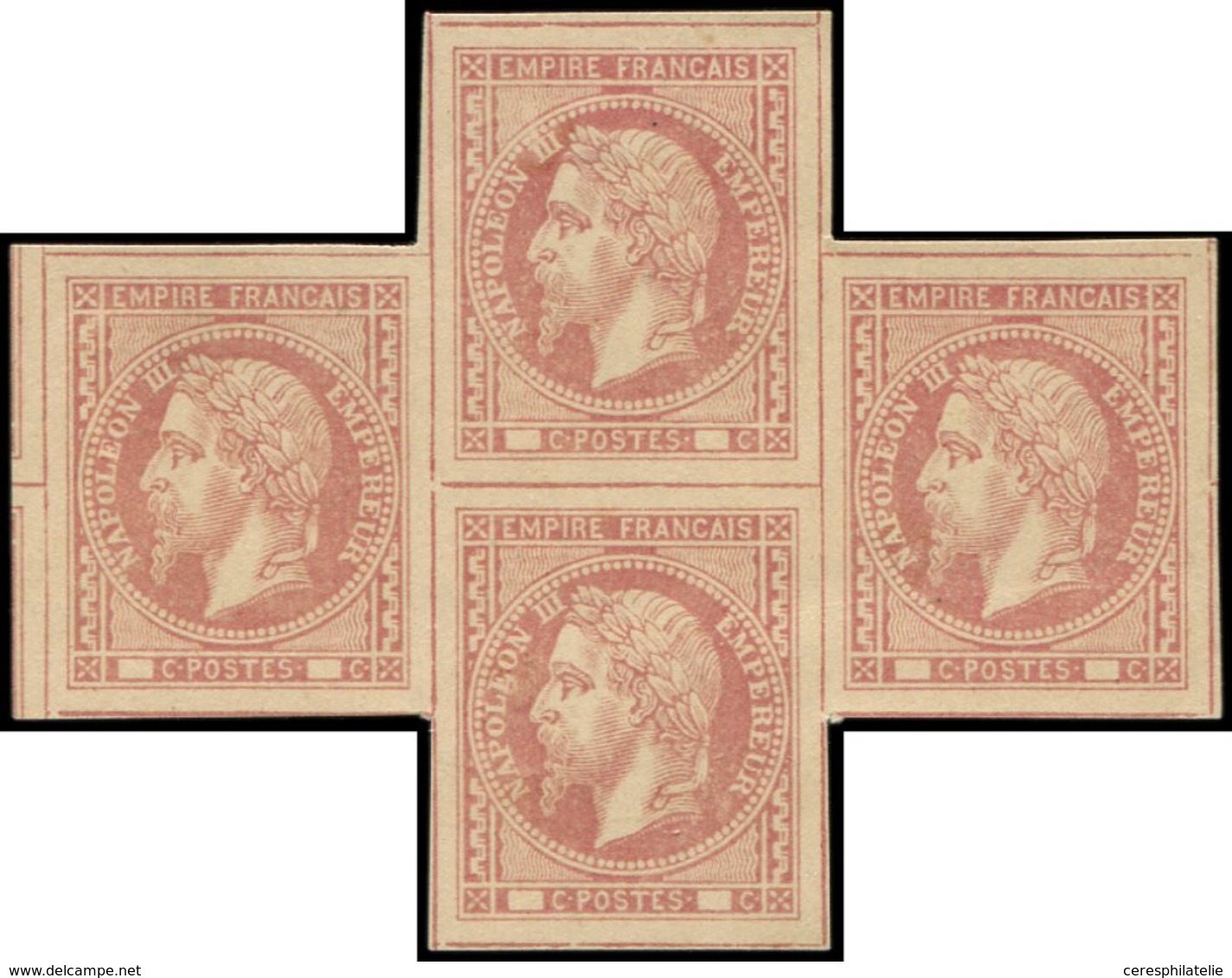 (*) ESSAIS -  1867 : Projet Bordes En Carmin Rose Pâle, BLOC De 4, TB - Other & Unclassified