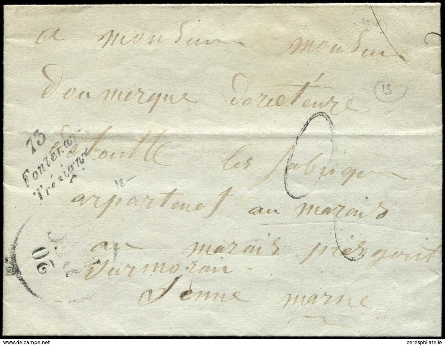 Let OBLITERATIONS PAR DEPARTEMENTS - 73/SEINE & MARNE Cursive 73/FONTENAY/TRESIGNY Sur LAC De 1849, TB - 1849-1876: Période Classique