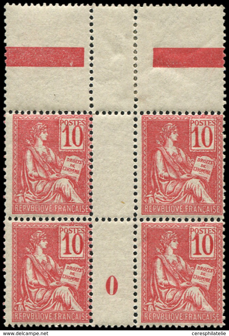 ** EMISSIONS DU XXème SIECLE - 112   Mouchon, 10c. Rose, BLOC De 4 Mill.0, TB - Unused Stamps