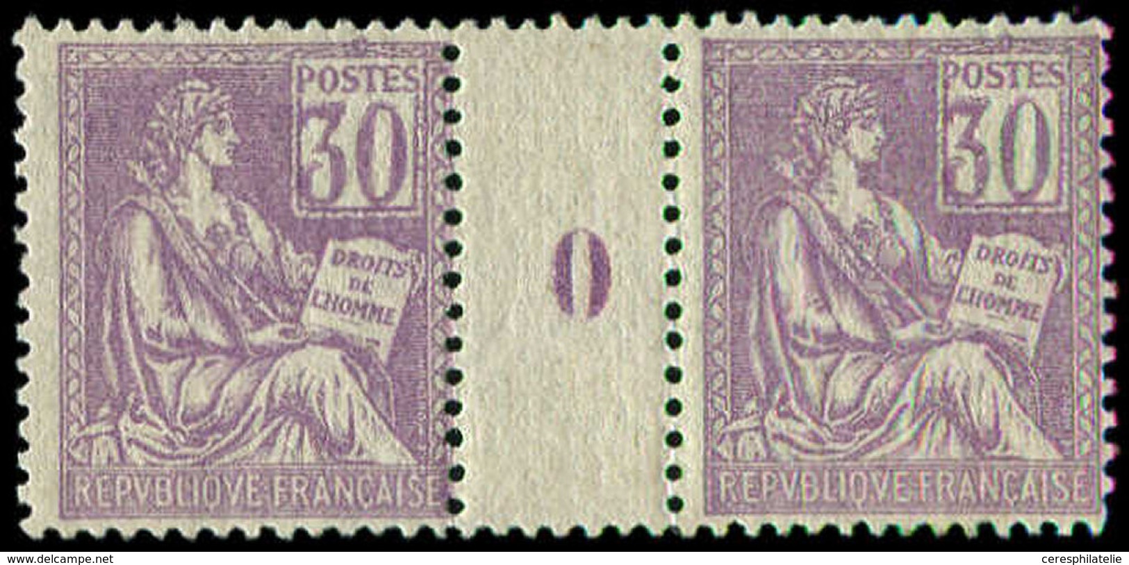 ** EMISSIONS DU XXème SIECLE - 115   Mouchon, 30c. Violet, PAIRE Mill.0, TB - Unused Stamps