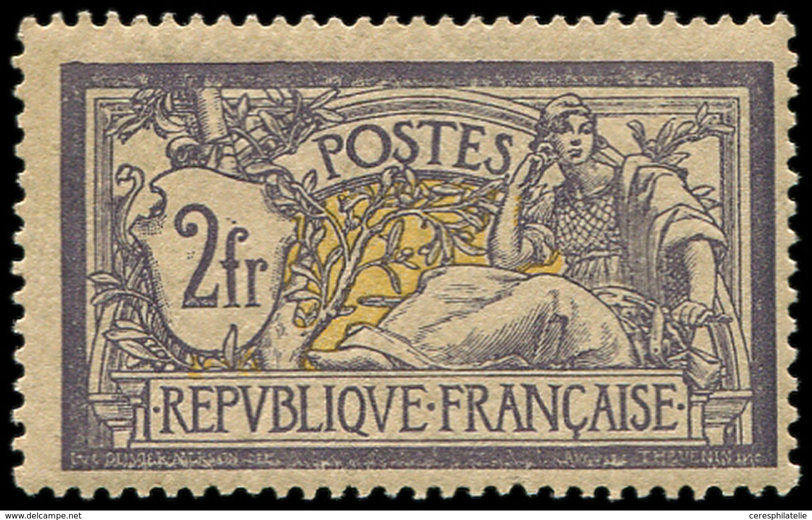 ** EMISSIONS DU XXème SIECLE - 122   Merson,  2f. Violet Et Jaune, Inf. Adh. De Gomme, Sinon TB - Unused Stamps