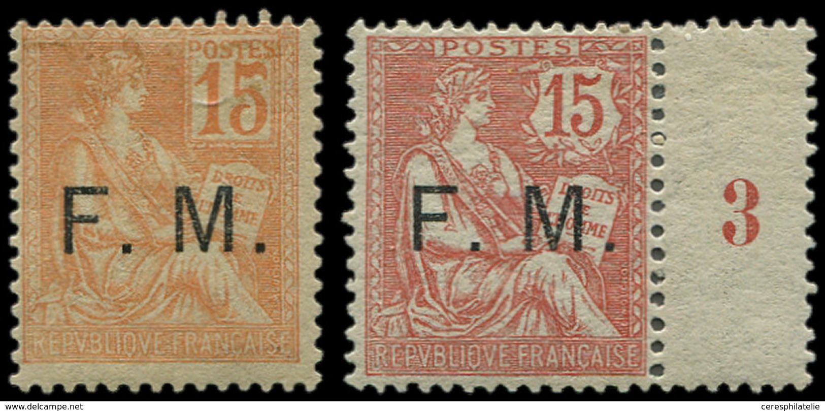 * FRANCHISE MILITAIRE - 1/2  15c. Orange Et 15c. Vermillon, TB - Military Postage Stamps