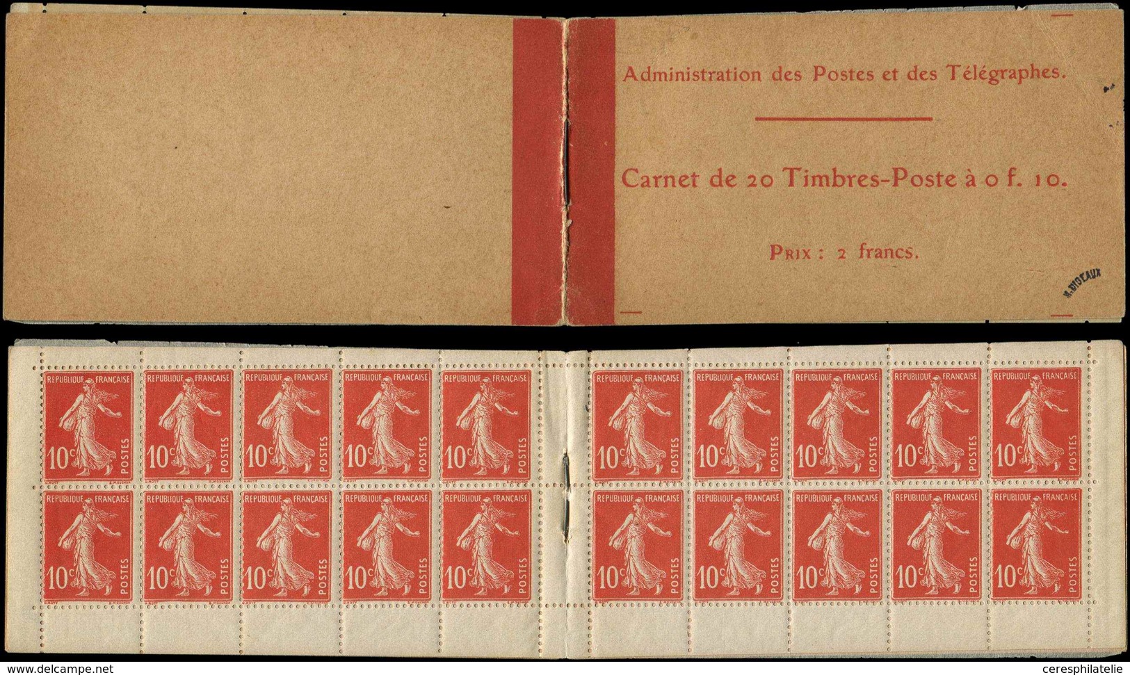 CARNETS (N°Cérès Jusqu'en1964) - 138-C3    Semeuse Camée, 10c. Rouge, N°138d, T IC, Isolé Case 13, TB - Autres & Non Classés