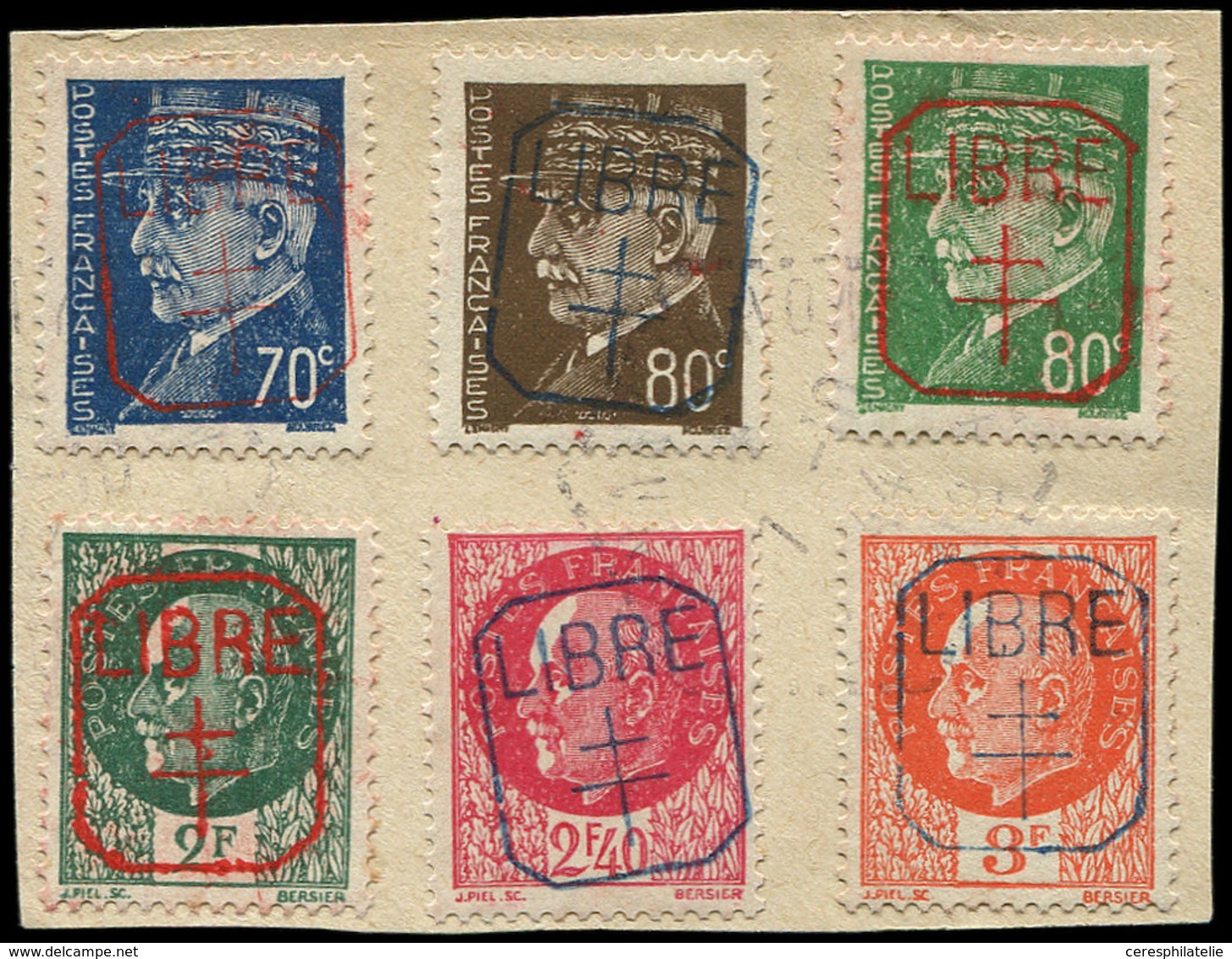 TIMBRES DE LIBERATION - MORNANT 4/6 Et 10/12 Oblitérés Sur Fragment, TB - Libération