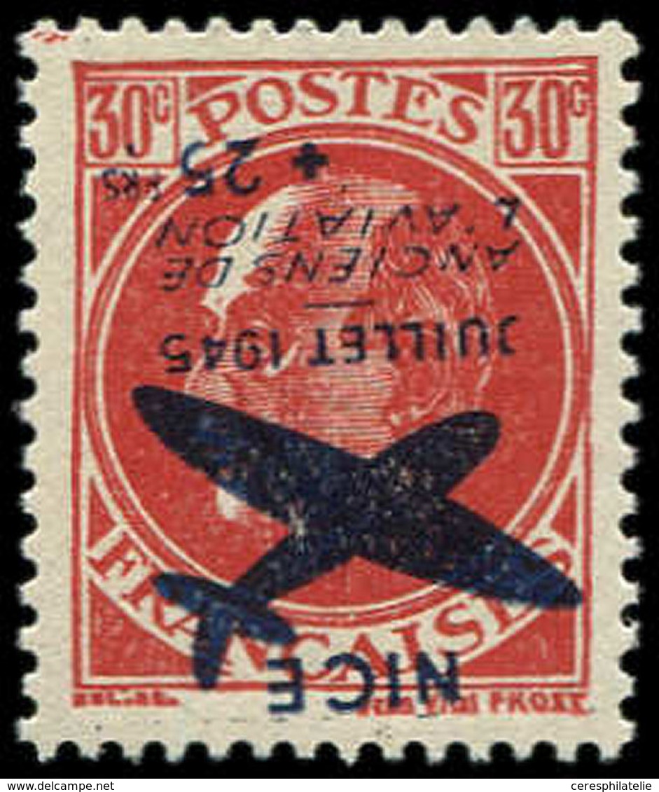 ** TIMBRES DE LIBERATION - NICE 13 : 30c. Rouge, Surcharge RENVERSEE, TB - Liberation