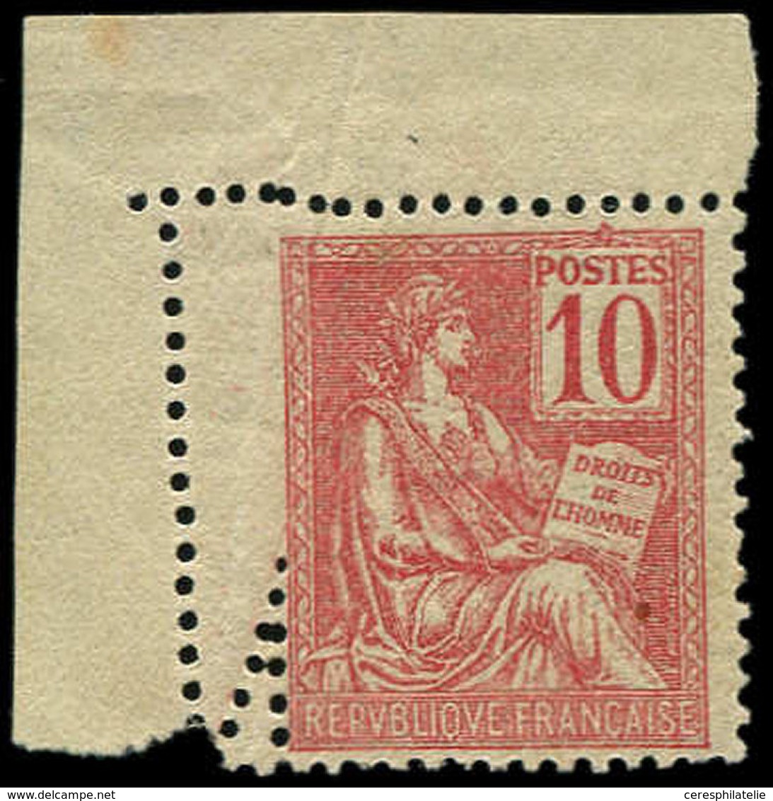 ** VARIETES - 116   Mouchon, 10c. Rouge, Petit Cdf, Variété De PIQUAGE, Rouss., Sinon TB - Used Stamps