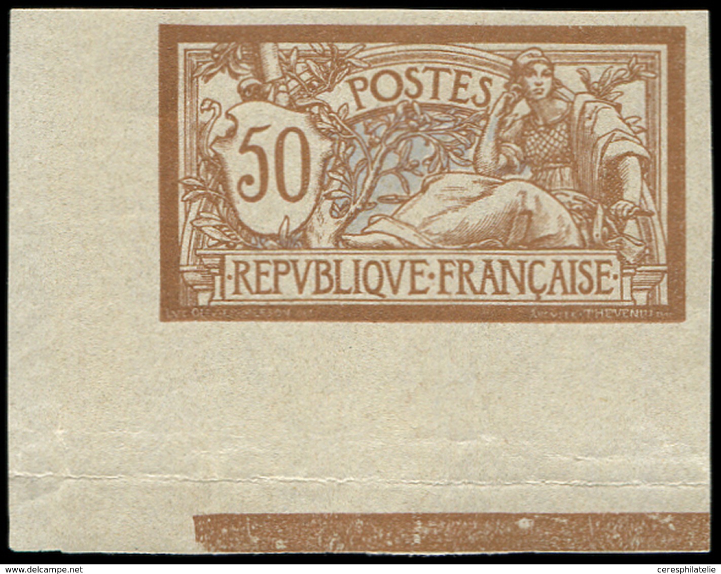 * VARIETES - 120a  Merson, 50c. Brun Et Gris, NON DENTELE Cdf, TB. Br - Usados