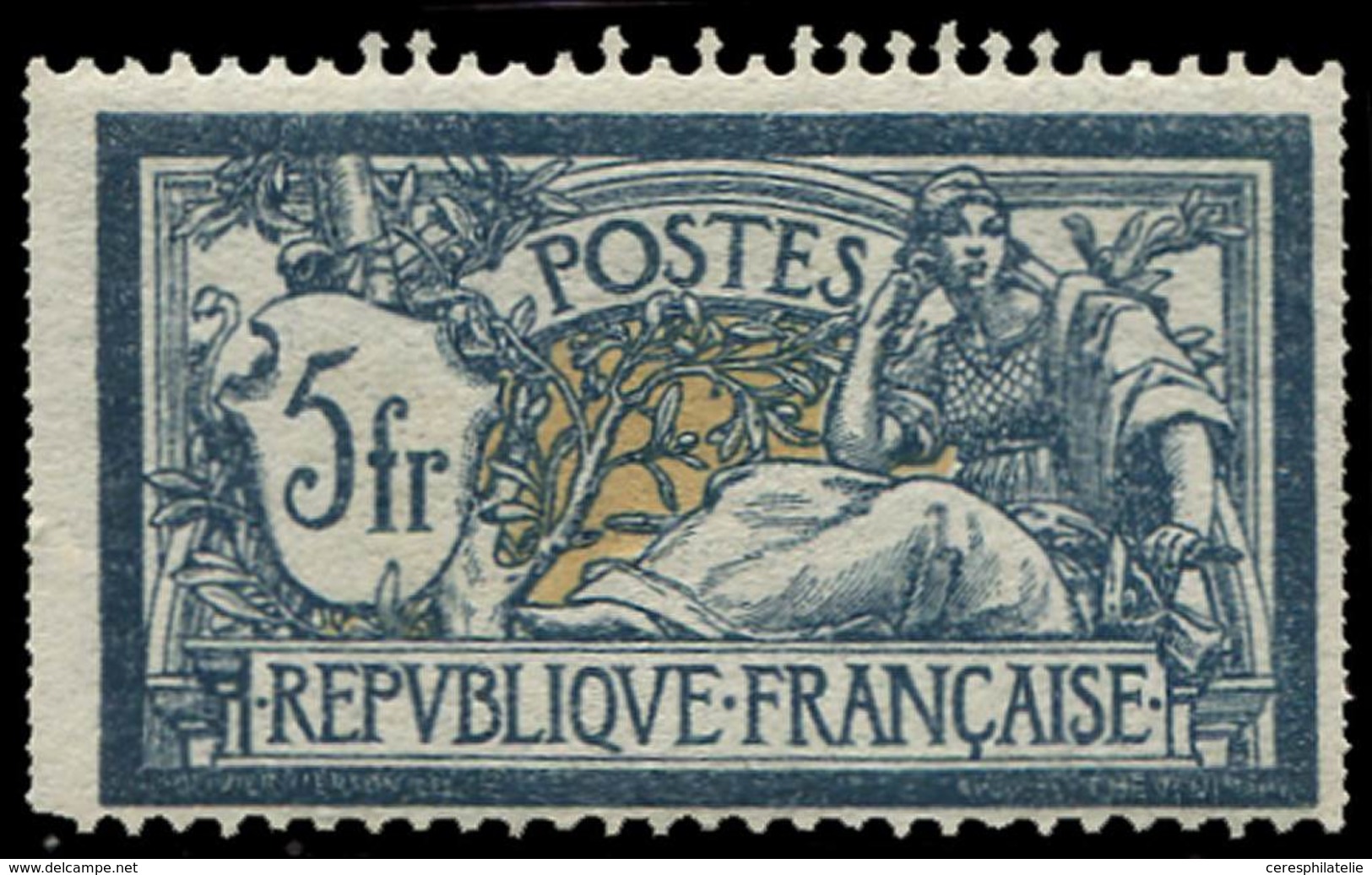 ** VARIETES - 123   Merson,  5f. Bleu Et Chamois, Variété De PIQUAGE VERTICAL, TB - Used Stamps