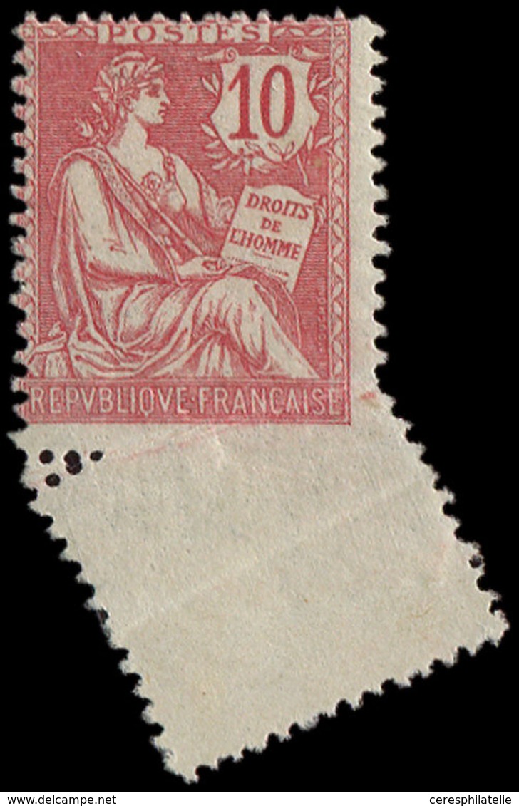 * VARIETES - 124   Mouchon Retouché, 10c. Rose, Bdf, Piquage OBLIQUE, TB - Used Stamps