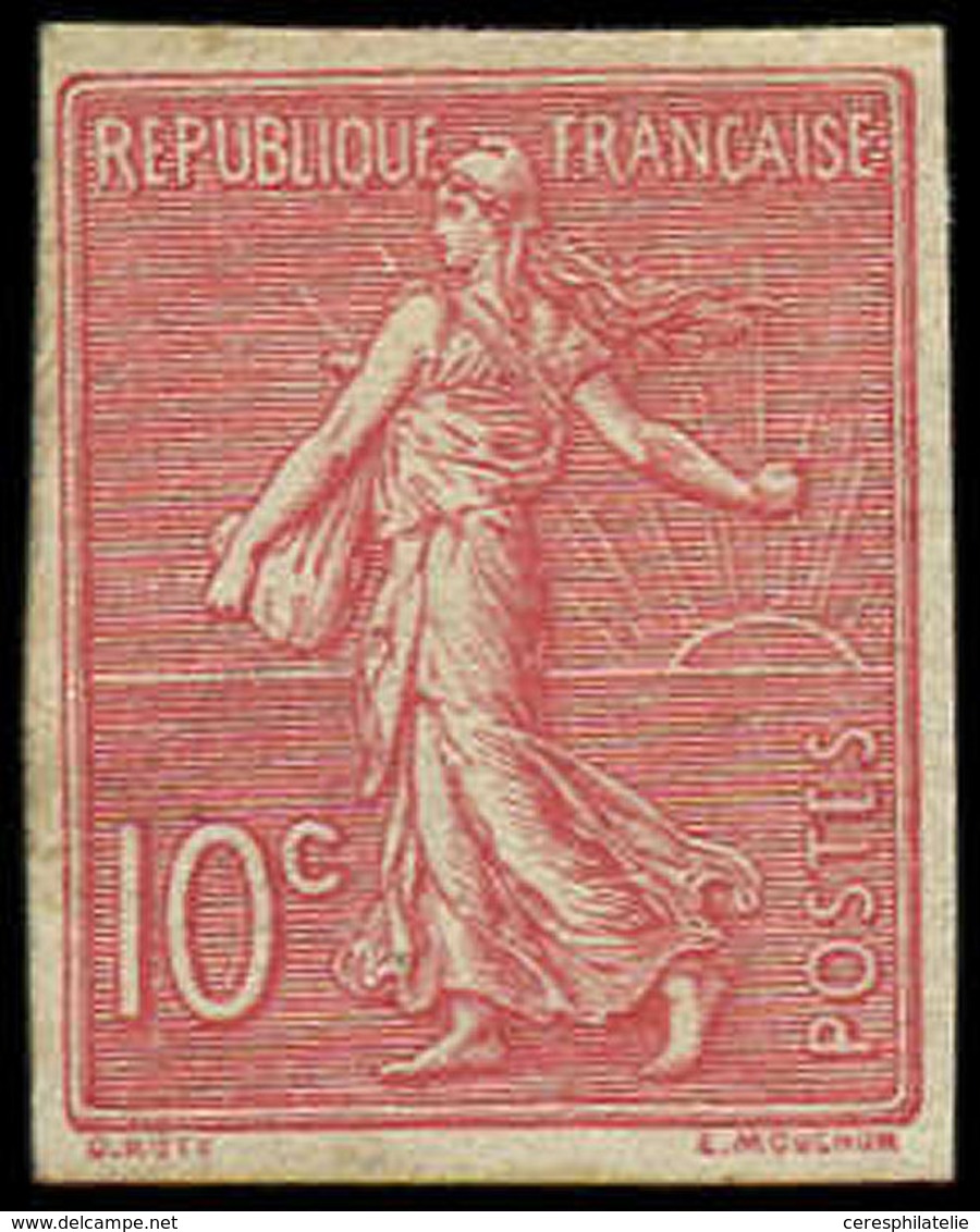 * VARIETES - 129d  Semeuse Lignée, 10c. Rose, T III, NON DENTELE, TB - Used Stamps