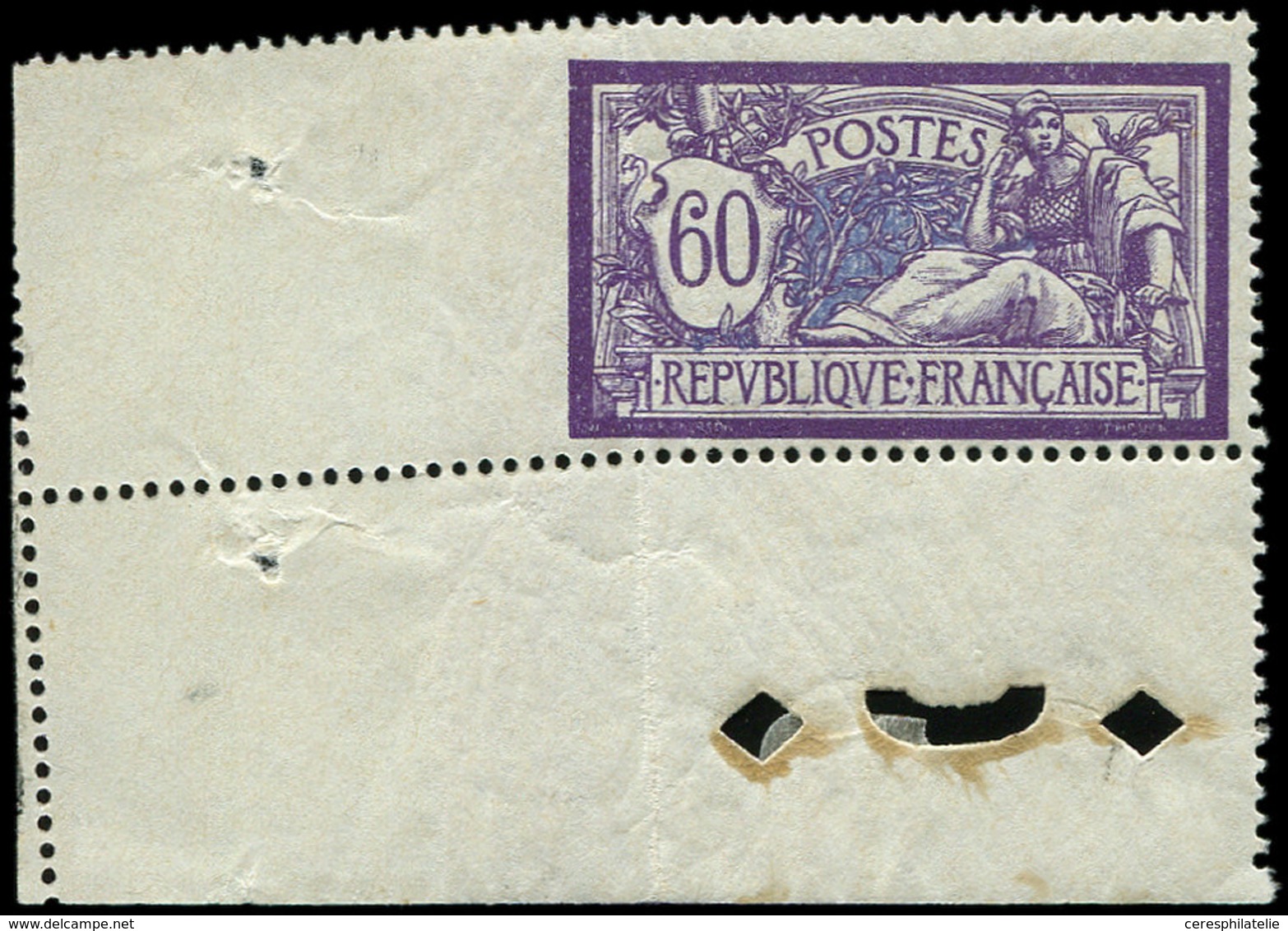 ** VARIETES - 144   Merson, 60c. Violet Et Bleu, DENTELE 3 COTES, Cdf, Superbe - Usados