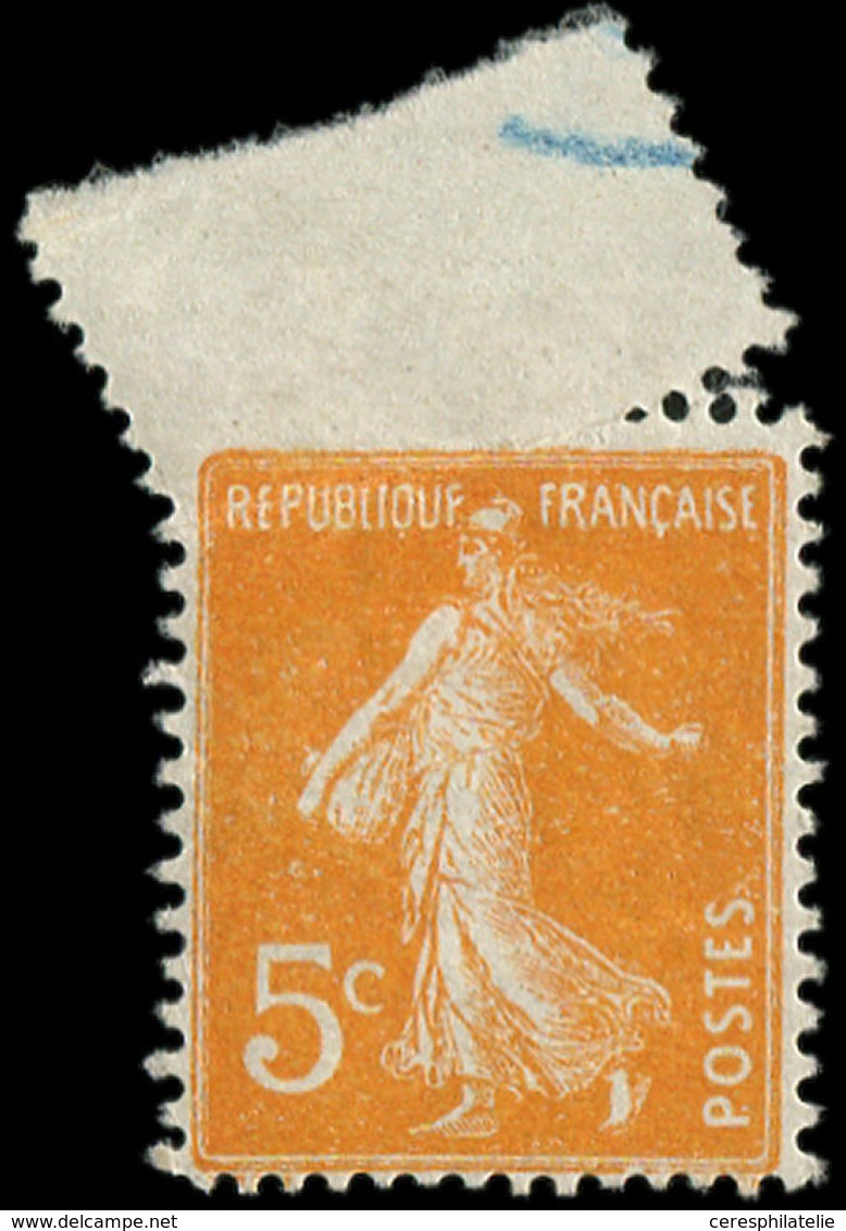 * VARIETES - 158   Semeuse Camée,  5c. Orange, Piquage OBLIQUE, TB - Used Stamps