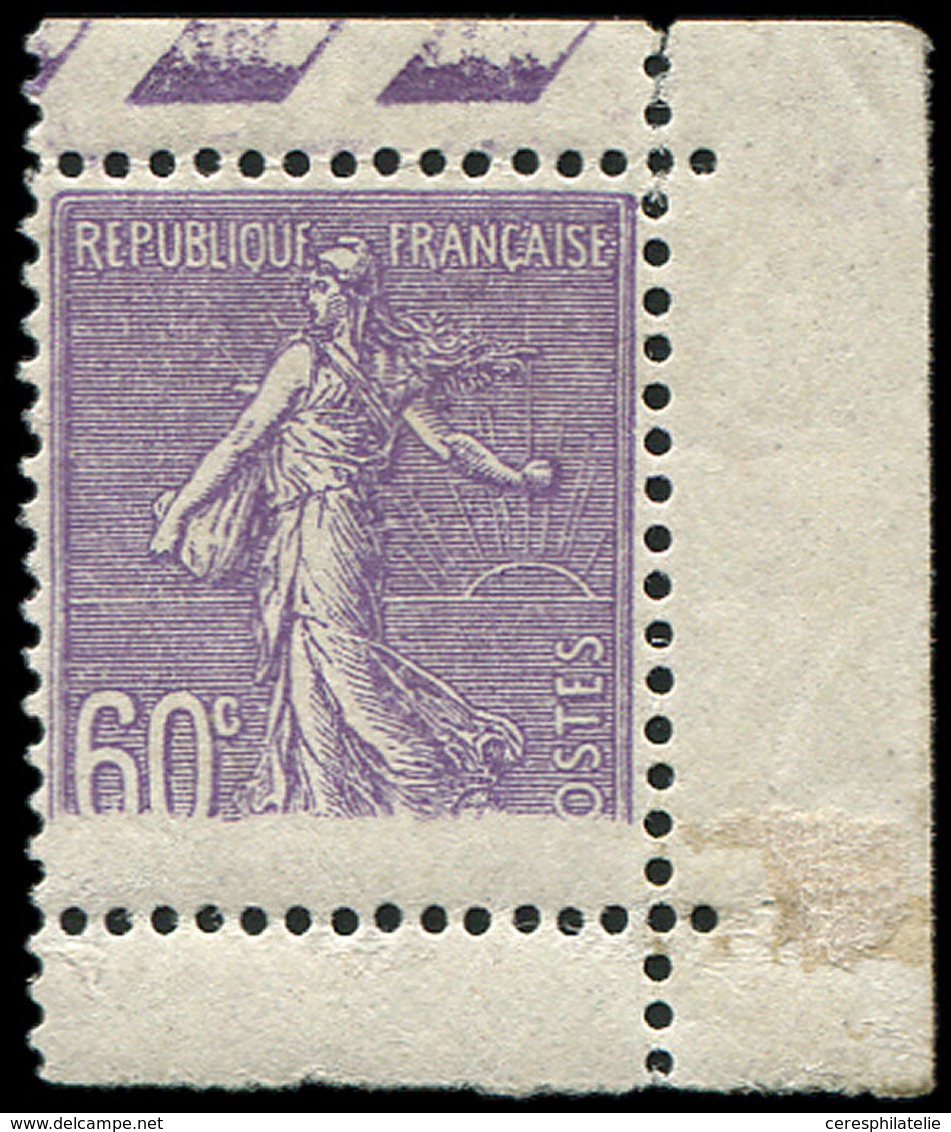 * VARIETES - 200   Semeuse Lignée, 60c. Lilas, Impression PARTIELLE, Sol Et Pieds De La Semeuse NON Imprimés, TB. S - Used Stamps