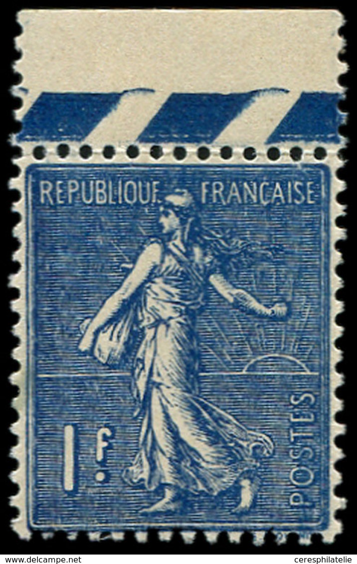 ** VARIETES - 205a  Semeuse Lignée,  1f. Bleu-noir, TB - Oblitérés