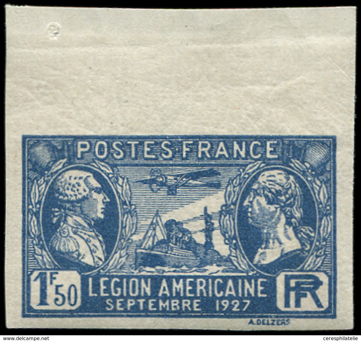 * VARIETES - 245a  Légion Américaine, 1f.50 Outremer, NON DENTELE Bdf, Infime Ch., TB. C - Used Stamps