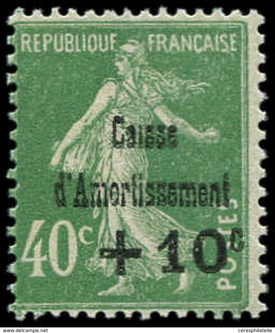 * VARIETES - 253b  3ème Série Amortissement, +10c. S. 40c. Vert, SANS Point Sur Le I De Caisse, TB, Cote Et N° Maury - Usados