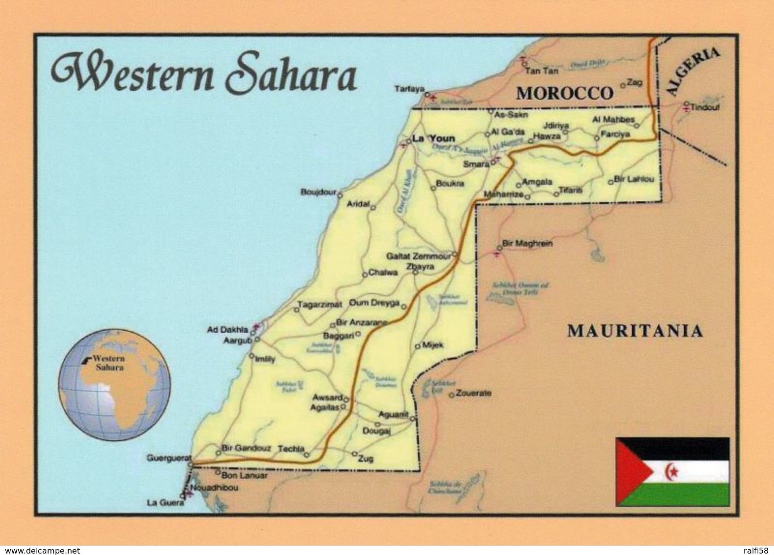 1 Map Of Western Sahara* 1 Ansichtskarte Mit Der Landkarte Von West Sahara * - Mapas