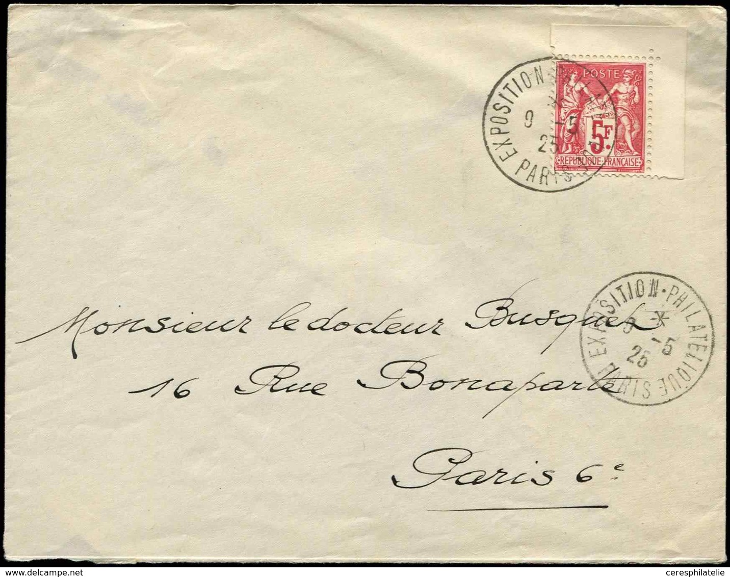 Let LETTRES DU XXe SIECLE - N°216 Cdf Obl. Càd De L'Expo 9/5/25 S. Env., TB - Covers & Documents