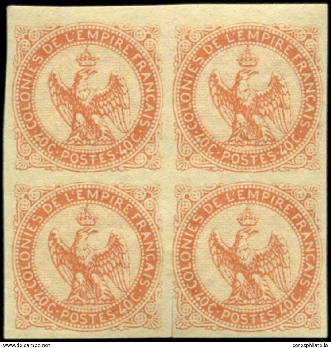 ** Colonies Générales - 5    40c. Rouge Orange, BLOC De 4, REIMPRESSION, Coup De Ciseau Entre 2 T., TB - Other & Unclassified