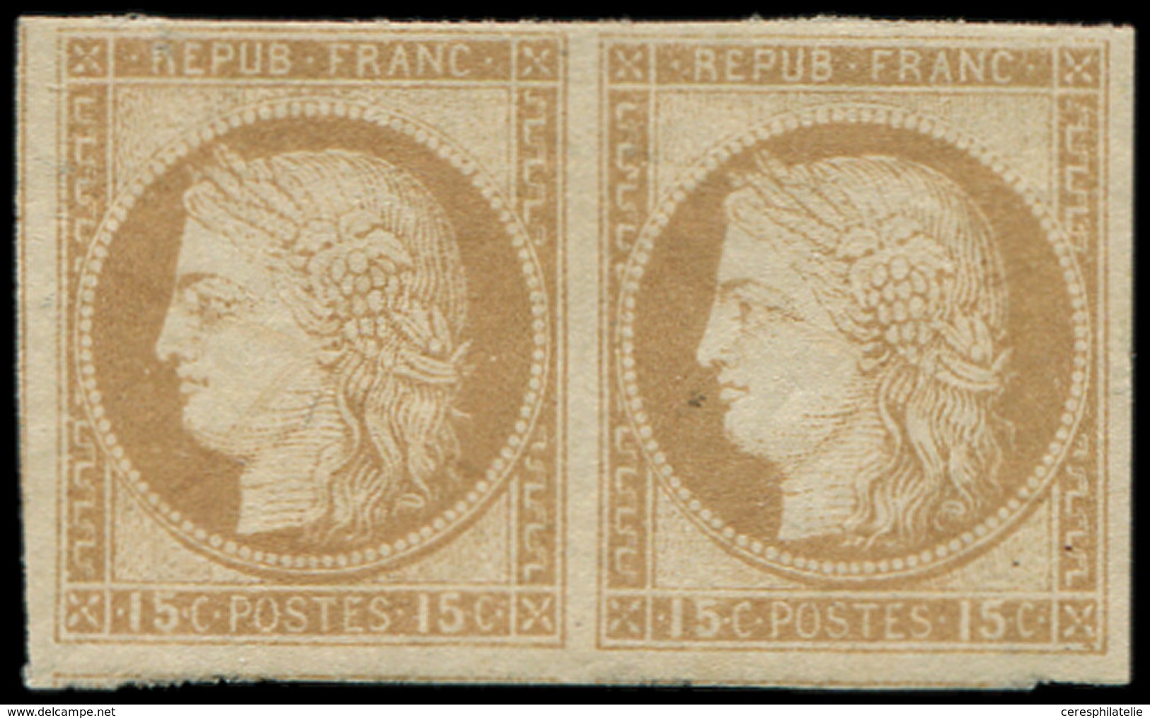 * Colonies Générales - 19   15c. Bistre, PAIRE, TB. Br - Autres & Non Classés